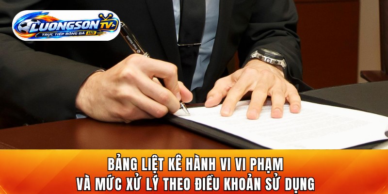 Bảng liệt kê hành vi vi phạm và mức xử lý theo điều khoản sử dụng